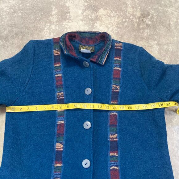South Wool Jacket Womens M Teal Blue Virgin Wool Uruguay Western‎ Coat Vintage - Picture 2 of 6